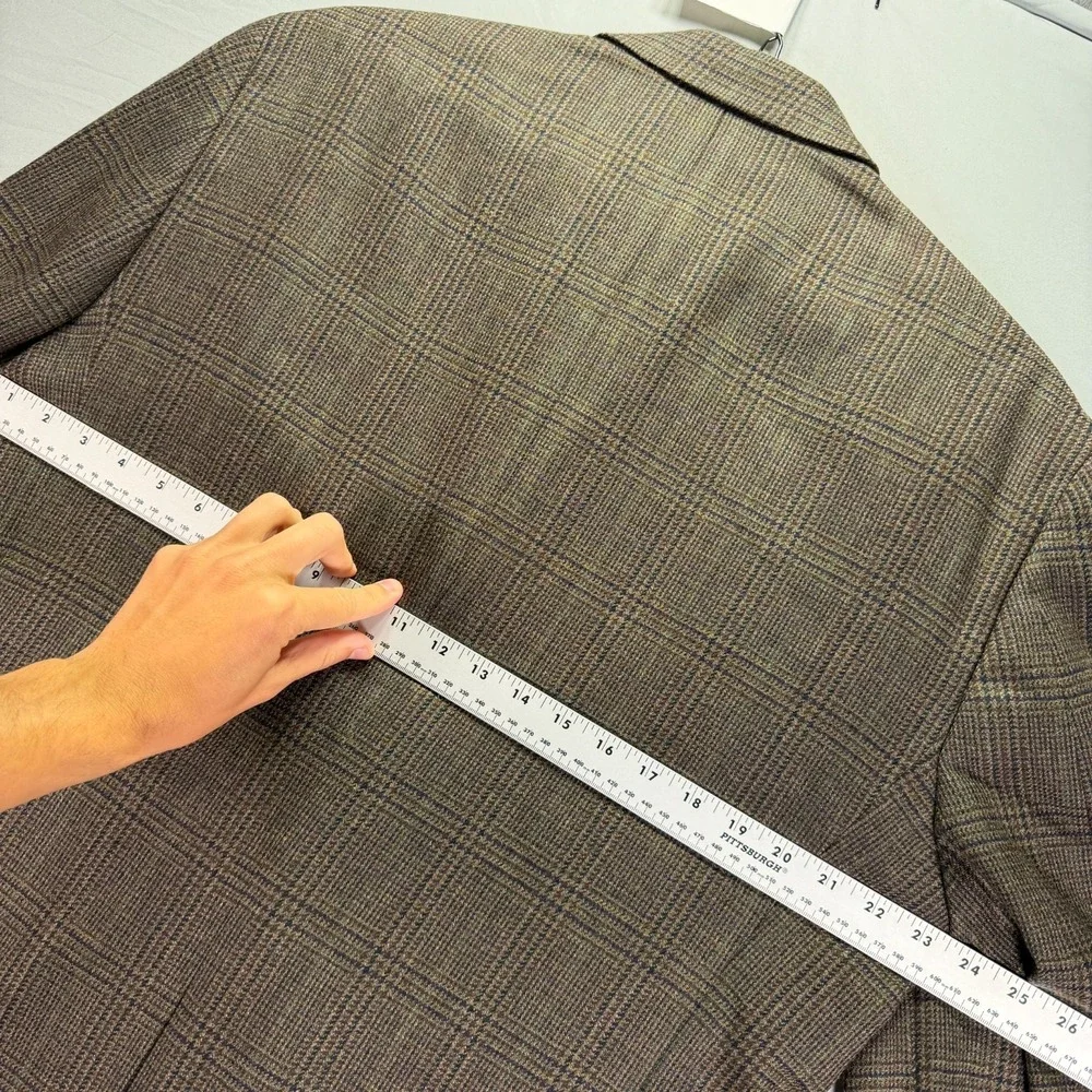 Lauren Ralph Lauren Blazer Mens 46L Brown Glen Check Wool Two Button Notch